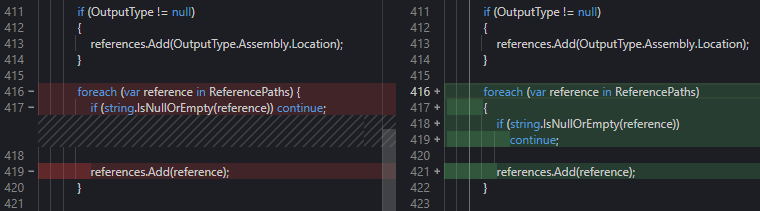 Diff before and after running dotnet format