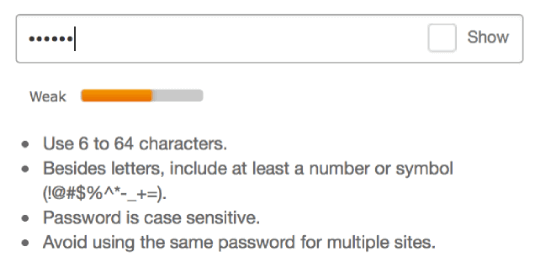 Password strength indicator
