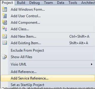 Add a service reference to the project