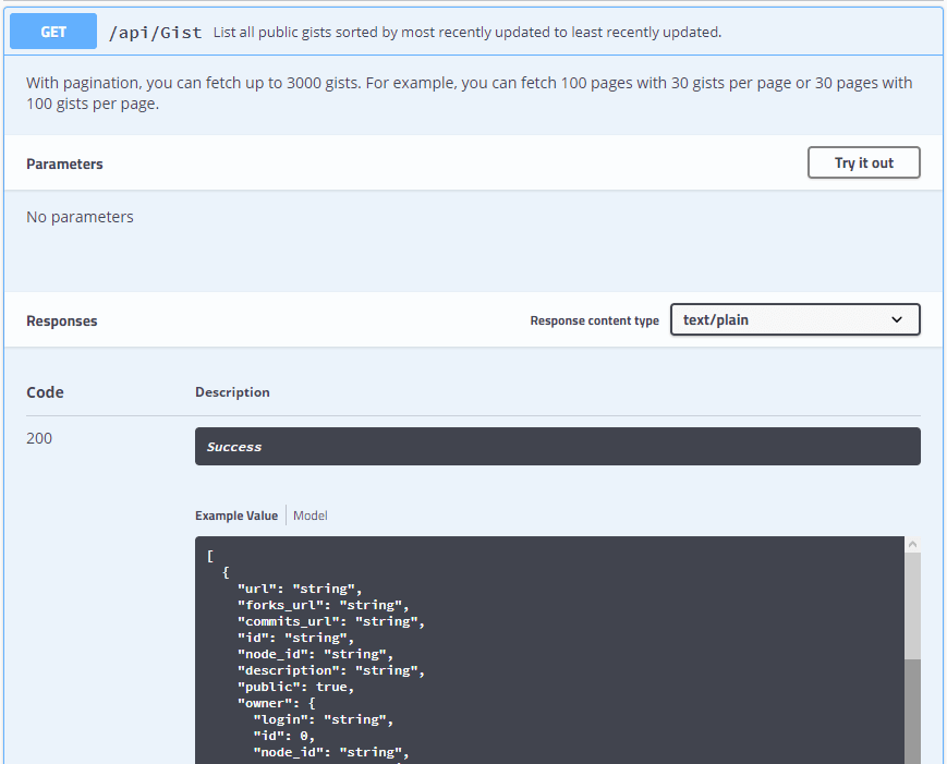 Swagger UI - Details of an endpoint
