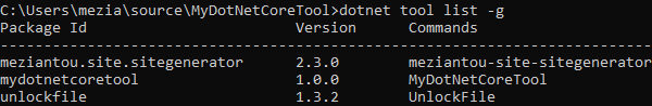 List of globally installed .NET tools