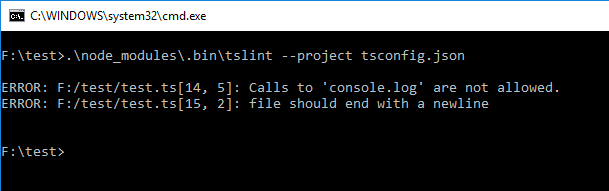 tslint output