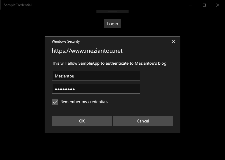 UWP - CredentialPicker