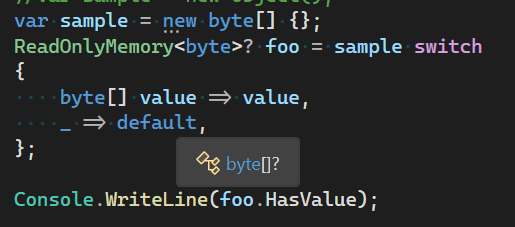 Visual Studio showing the actual type of default