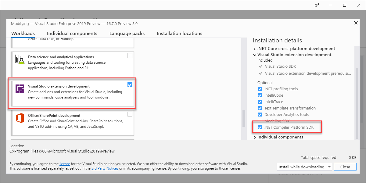 Check Visual Studio extension development is installed